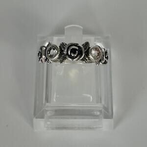 PZ Paz Sterling Silver 925 Rose and Clear Quartz Ring